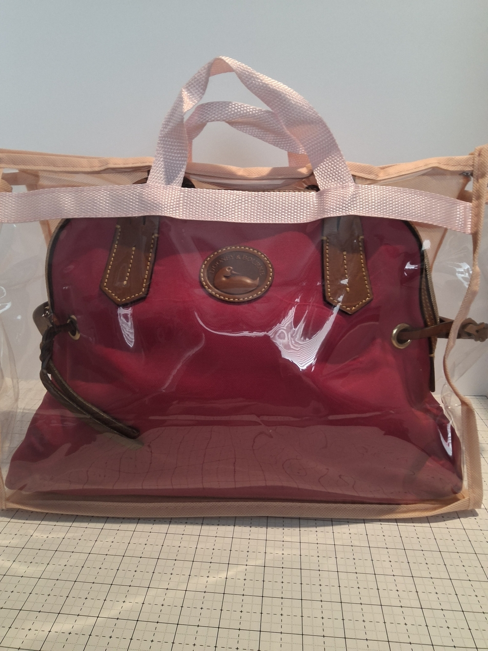 Dooney & Bourke Pink Nylon Satchel with Tan Leather Trim - Picture 14 of 14